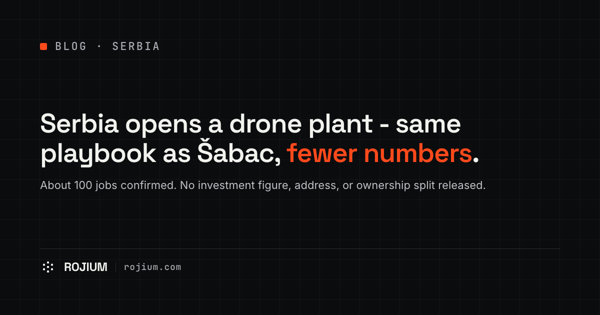 Serbia opens a drone assembly plant, 19 days after the Šabac robots